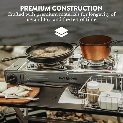 Portable Double Burner Camping Stove 15,300 BTU with Carrying Case & Safety Features