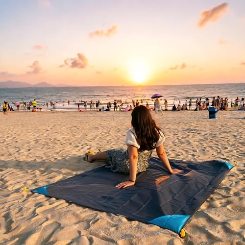 Pocket Picnic Blanket Sky Blue Compact Waterproof Sandproof Outdoor Mat