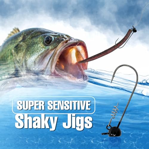 Reaction Tackle Stand-Up Shaky Head Jigs for Bass Fishing - Green Pumpkin / 1/8 Oz - 5 Pack