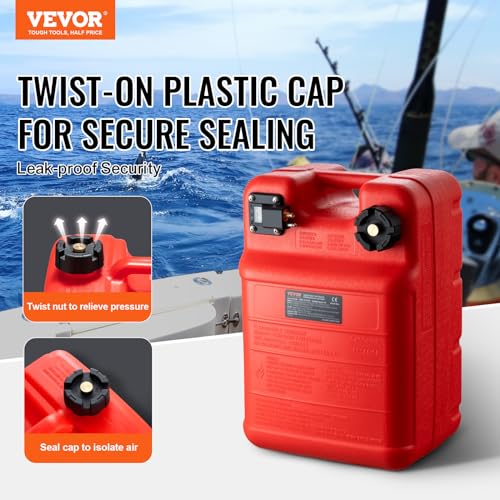 VEVOR 6.34-Gallon Marine Fuel Tank with 9.8ft Hose, Gauge, Portable for Outboard, Yacht, Fishing