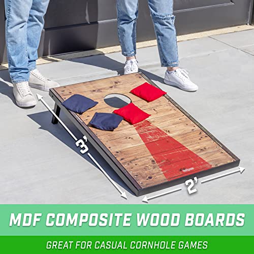 GoSports 3x2 ft Rustic Cornhole Set with 8 Bean Bags & Carry Case