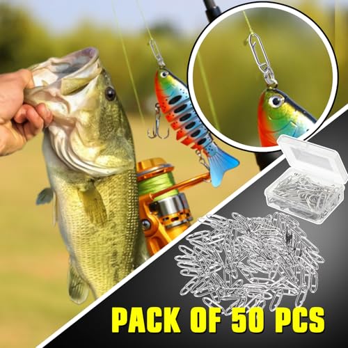 High Strength Saltwater Fishing Snaps 50 Pack - Stainless Steel Tackle Connectors Size 7 (220lb)
