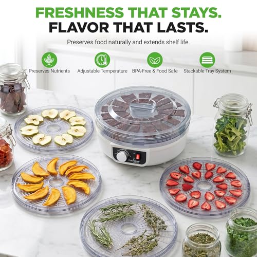 NutriChef Food Dehydrator Machine Milky - Dehydrate Jerky, Meats, Fruits & Vegetables