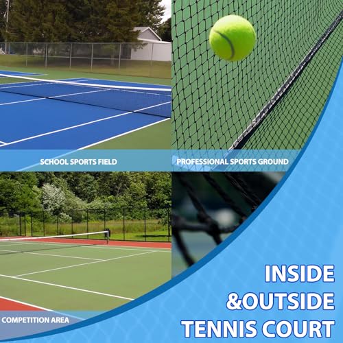 VANCL Outdoor Heavy Duty Tennis Net Black & White - Professional Standard 42ft Court Replacement with Fiberglass Dowels