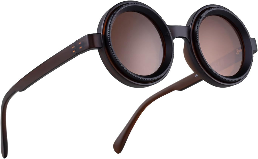 Skiennix Adjustable Tint Nightshift Glasses - Round Polarized ND Filter Lenses, PP Frame