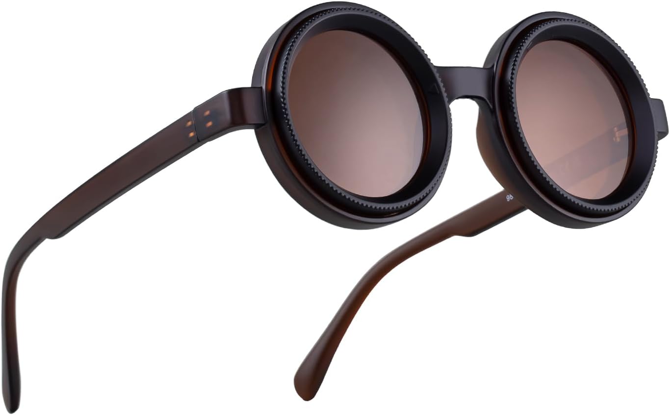 Skiennix Adjustable Tint Nightshift Glasses - Round Polarized ND Filter Lenses, PP Frame