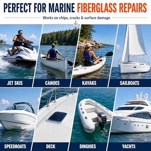 Marine Fiberglass Repair Kit for Boats with Waterproof Epoxy Filler - White