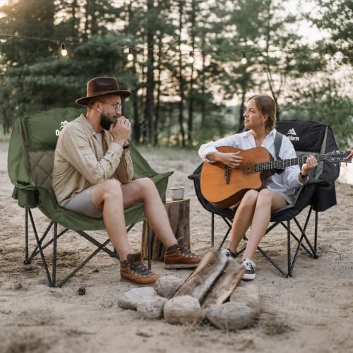 Black 2 Pack Oversized Camping Chairs Support 450 lbs - Twin Pack