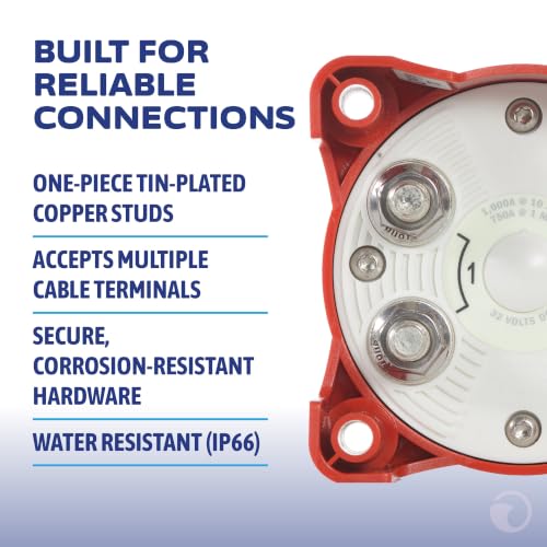 Blue Sea Systems e-Series Dual Circuit Plus Battery Switch 32V DC 350A, Red, Switch / Dual Circ. Plus