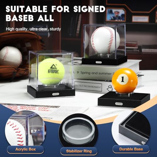 Baseball Display Case Silvery for Autograph Ball - Clear Acrylic with Velvet Interior - 1 Pack