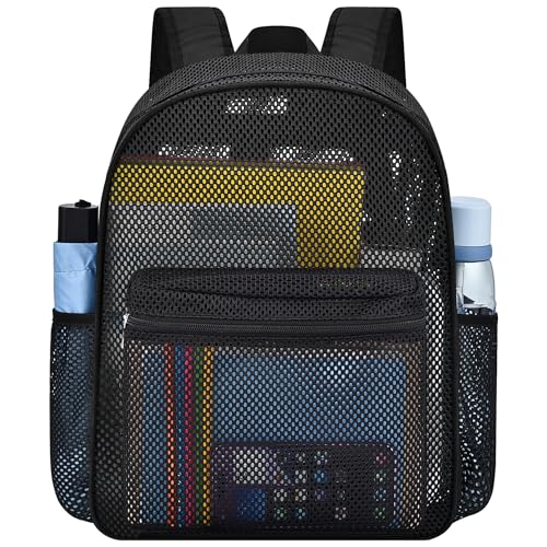 Heavy Duty Mesh Backpack for Beach, Work & Travel 25L Black Clear
