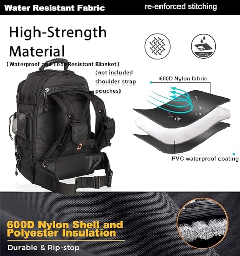 Expandable Military Tactical Backpack 40-64L Black 3-Day Hiking Camping Bag