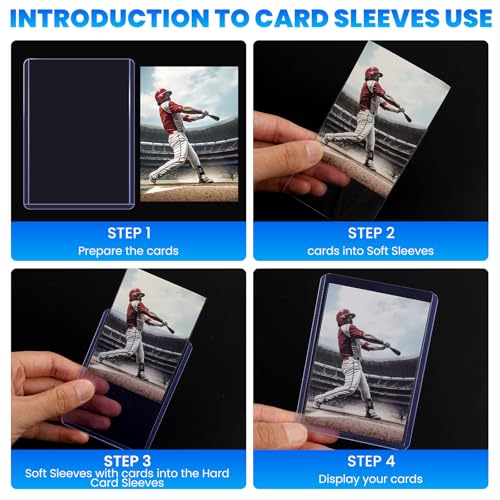 1000 Hard Card Sleeves + 1000 Soft Card Sleeves - 3x4 Inch Card Protectors - Double Protection - Clear PVC - Card Storage & Trading
