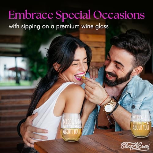 Funny Dog Lover Stemless Wine Glass - 15oz Pet Gift for Dog Moms