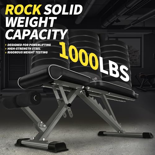 Grey Adjustable Weight Bench 1000LB Folding Home Gym Workout Equipment