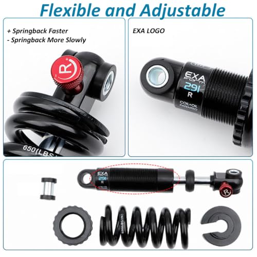 JFOYH EXA Form 291R Rear Shock Absorber 190mm/650LBS Adjustable MTB e-Bike Scooter