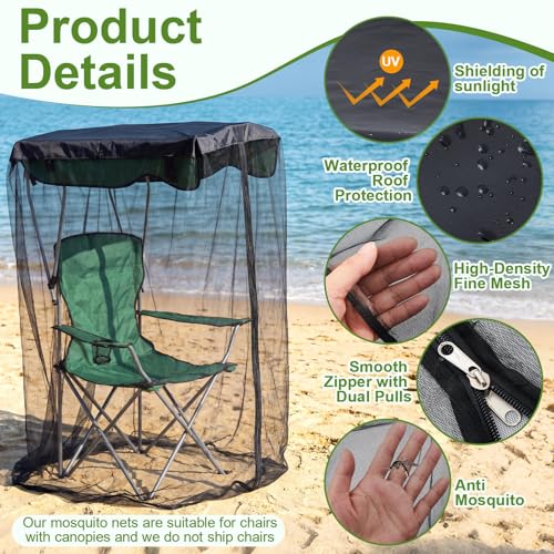 Yahenda Mosquito Net for Canopy Chair - Waterproof Mesh Cover with Zipper, 63" H