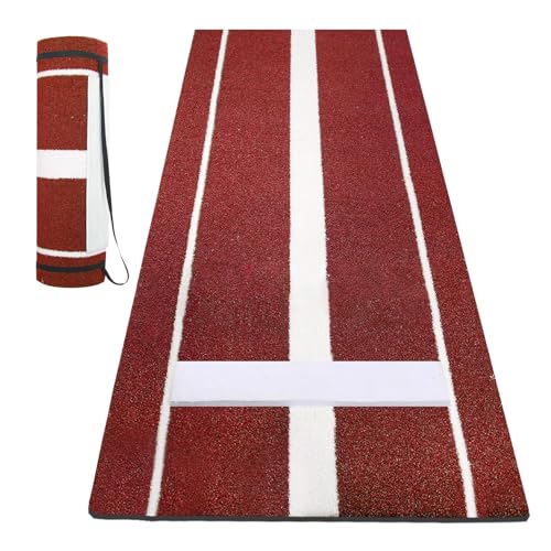 Wemily Softball Pitching Mat 10'x3' with Regulation Mound - Clay Variation
