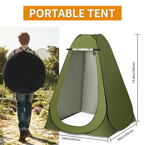 Large Portable Camping Toilet Kit with Pop-Up Privacy Tent & Washable Shower, Poo Gel Bags