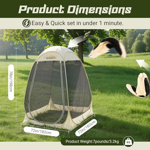 Lenotos 6x6 ft Pop Up Screen House Tent with Mosquito Netting, Portable Outdoor Gazebo