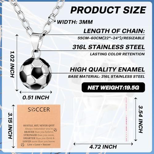 Soccer Ball Necklaces 12 Pcs 3D Sports Pendant Team Gifts Silver