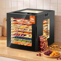 Manastin Food Dehydrator with 10 Stainless Steel Trays - Black, 10 Presets