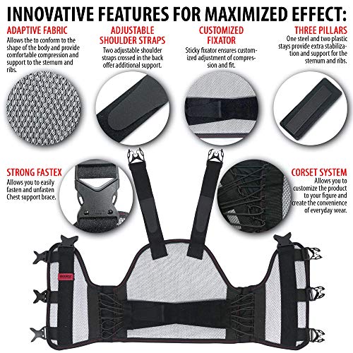 ORTONYX XL Chest Support Brace Post-Surgery Thorax Recovery Vest Black/Gray