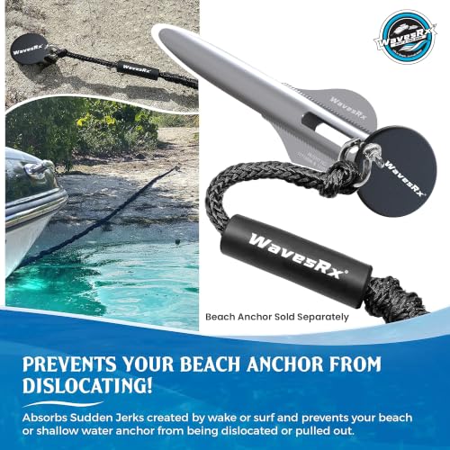 WAVESRX AnchorMate Bungee Dock Line 14-50 ft Black for Boats, Kayaks & PWC