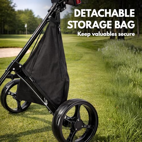 PRECISE Cruiser 3-Wheel Golf Push Cart Black/Black - Lightweight, Foldable, Stable