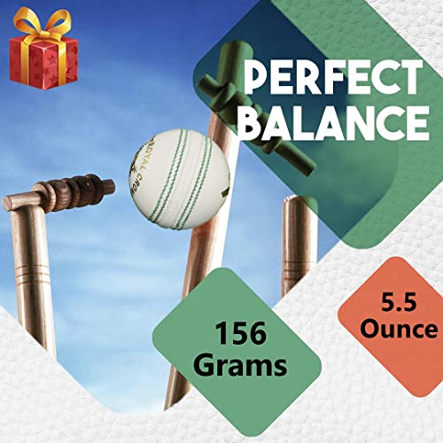 White Cricket Balls Pack of 6 - Genuine Leather, Professional Match-Grade