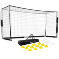 12x6 FT Portable Soccer Goal with Carry Bag & Cones - Black