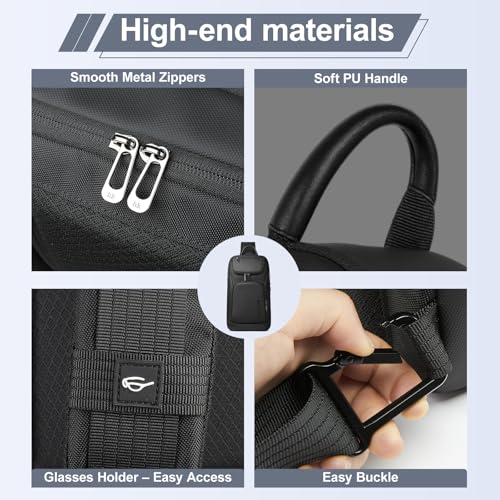 Men's Water-Resistant Sling Bag - Black, Compact Crossbody for Daily Use