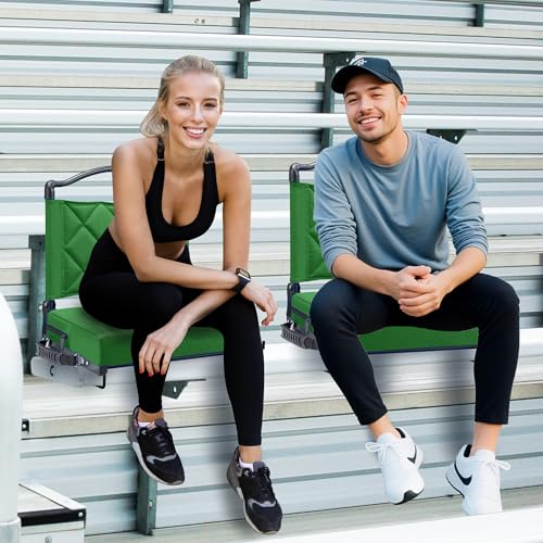 Kaganoon Green Folding Stadium Seats with Back Support 2pcs - Heavy Duty Bleacher Chairs