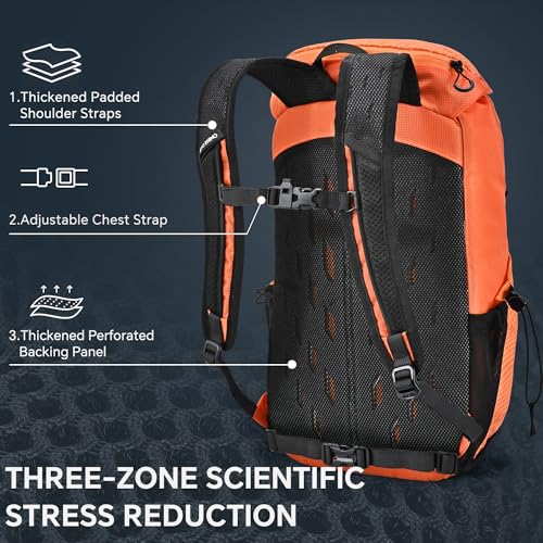 N NEVO RHINO 16L Hiking Backpack - Lightweight Daypack for Men Women - Orange