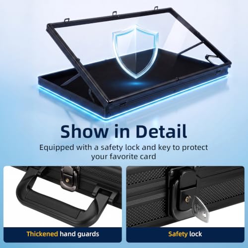 Large Black Lockable Trade Card Display Case - 32x22in Aluminum Show Box