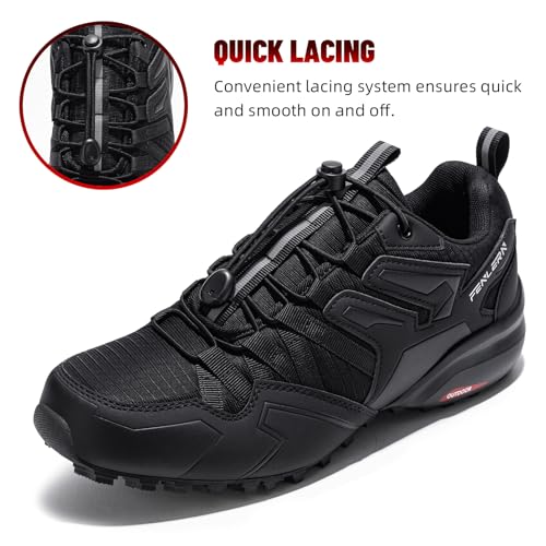 Men's Waterproof Trail Running Shoes - 10.5 Wide Black Hiking Sneakers