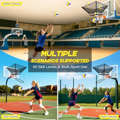 Black Volleyball Setter Trainer with Multi-Directional Catch Net - Indoor & Outdoor Practice Equipment