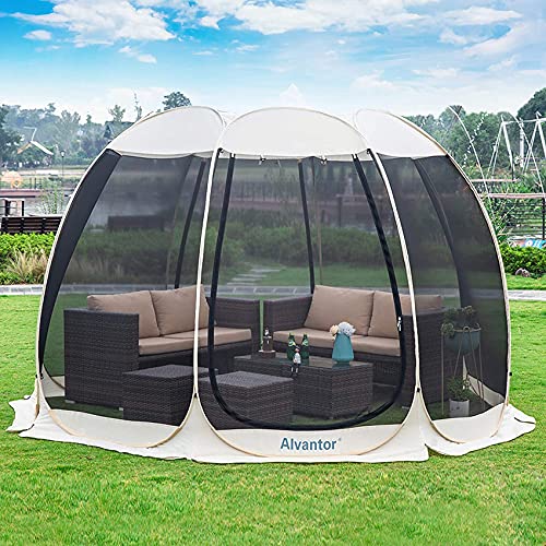 Alvantor 10'x10' Beige Pop Up Screen House Tent with Mosquito Netting & UPF 50+ Sun Protection