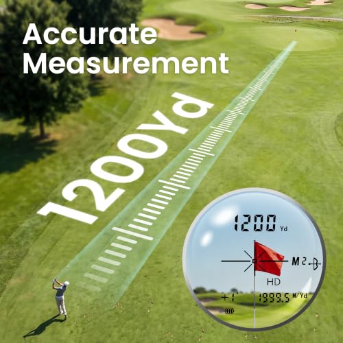 Vetance Silver Golf Rangefinder 1200 Yards Slope, Flag-Lock, Touchscreen