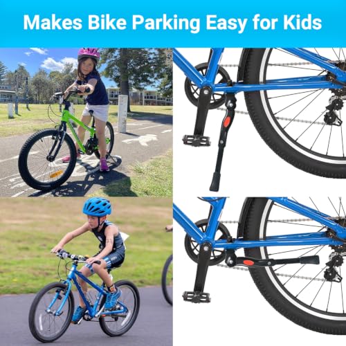 Kids Bicycle Kickstand - Adjustable Center Mount for 16-20 Inch Mountain Bikes, Aluminum Alloy, Black