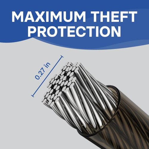 EVEREST FITNESS Heavy Duty Bike Lock Cable for Security - 76cm Long x 6mm - Universal Anti Theft Steel Bicycle Loop Cable - Compatible with All Bike Locks