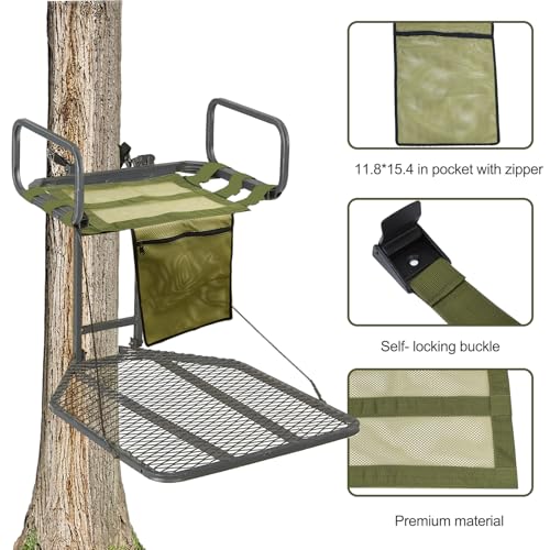 Tree Stand Seat Replacement Mesh with Pocket - 16x12 Inch, Green, 2 Pack
