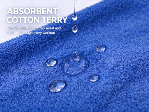 Cotton Sweat Absorbing Gym Towels 43.5 Inch Double-Sided Terry Cloth 2 Pack