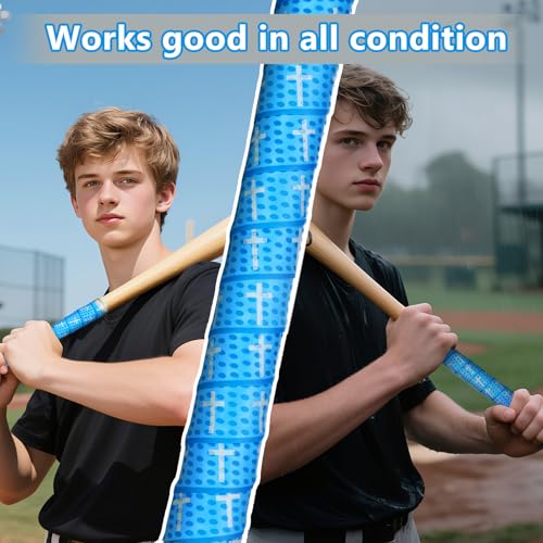 White Pink Blue Black Cross Bat Grip Wraps for Baseball & Softball - Non-Slip Elite Batting Tape (4 Pack)