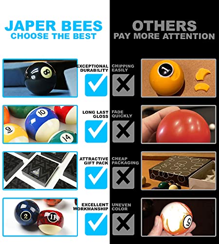 Marble Dark Billiard Ball Set – 16 Tournament-Grade Resin Pool Balls, 2-1/4" Regulation Size & Weight