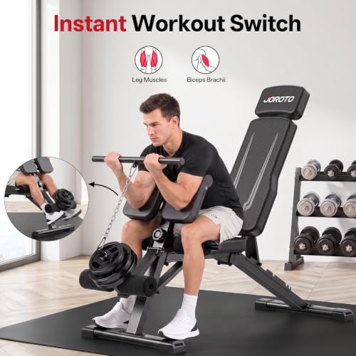 Joroto Adjustable Foldable Weight Bench Black – Home Gym Workout Station