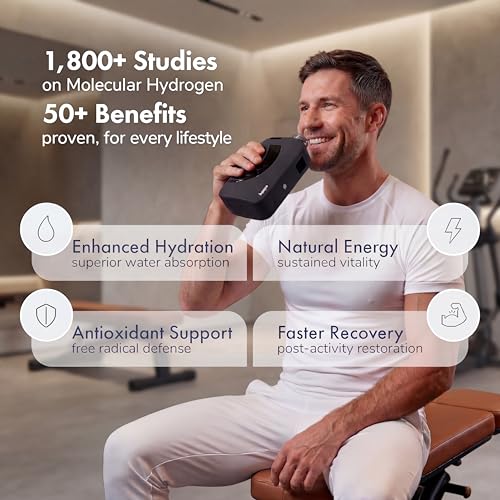 PIURIFY Black Hydrogen Water Bottle 12oz, BPA-Free, 8600 PPB, Rechargeable