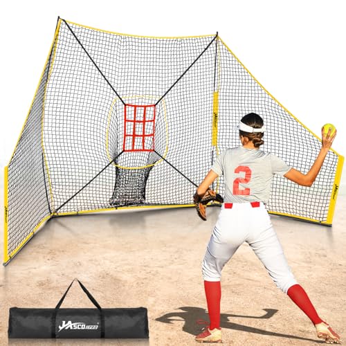 Heavy-Duty Baseball & Softball Practice Net with Side Barriers & Target
