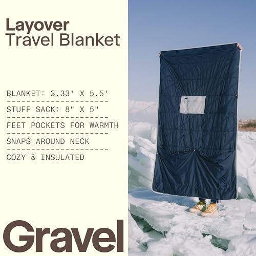 Travel Blanket Gravel Layover Blue - Ultra-Light Compact Outdoor Blanket for Camping & Flights