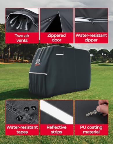 Waterproof Golf Cart Cover 4-Seater, 600D Rain Protection, Black, 108" L